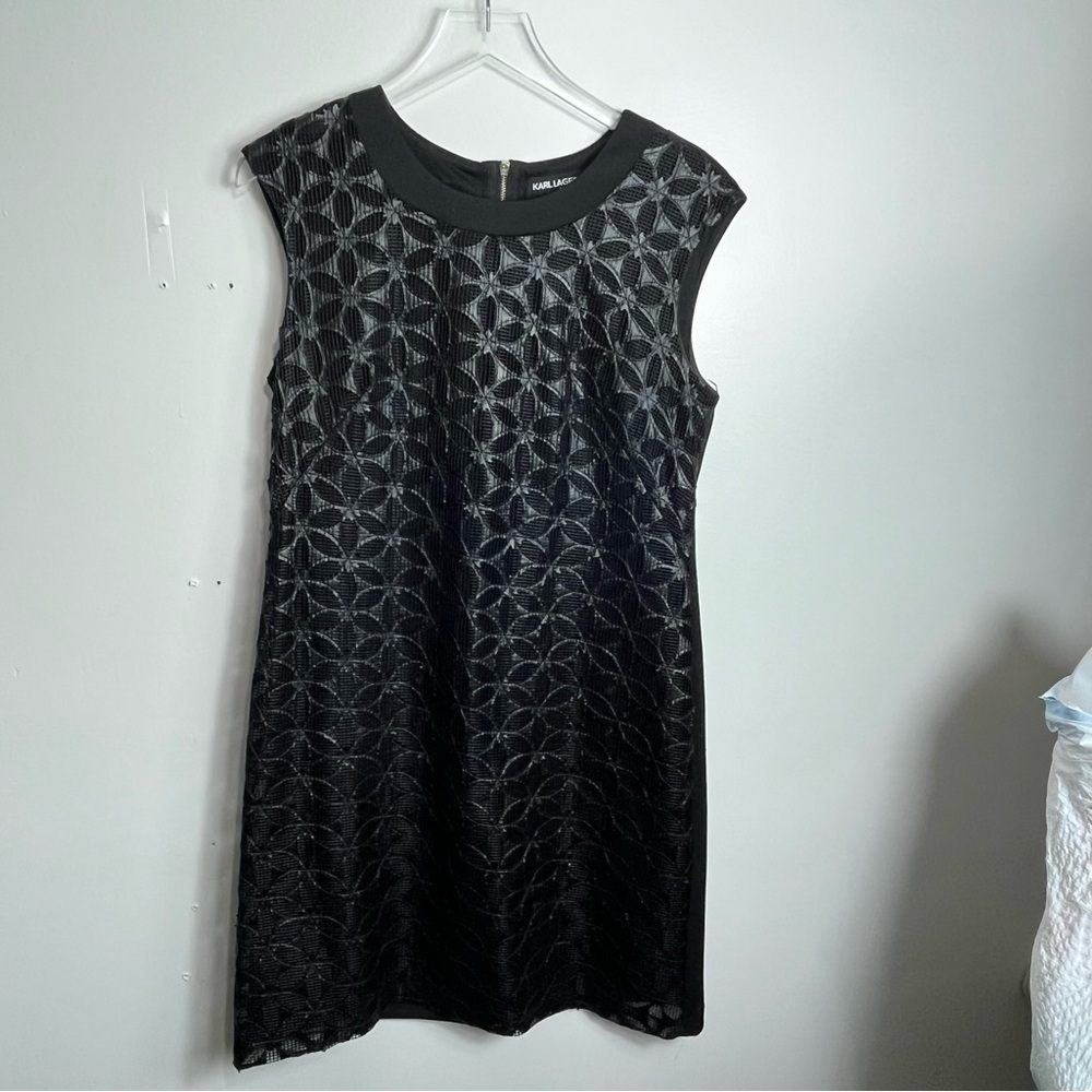 karl lagerfeld black laser cut dress size 8 1612